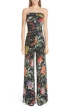 FUZZI FLORAL TULLE STRAPLESS JUMPSUIT,F91420-10056