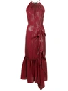 ROLAND MOURET ROLAND MOURET METALLIC RUFFLED DRESS - RED