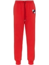 BURBERRY BURBERRY EMBROIDERED LOGO TRACK TROUSERS - 红色
