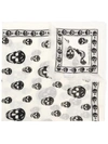 Alexander Mcqueen Womans Biker Skull White And Black Modal Scarf In White