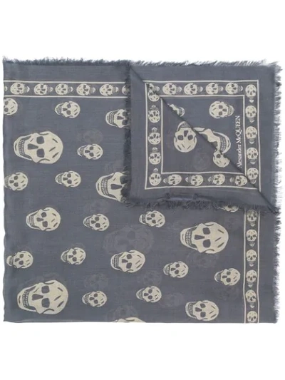 Alexander Mcqueen Skull Print Square Scarf In 1163 Grey