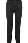 Nili Lotan French Military Cropped Stretch-cotton Twill Slim-leg Pants In Storm Blue