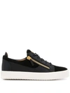 Giuseppe Zanotti Black Leather & Velvet Sneakers In Black