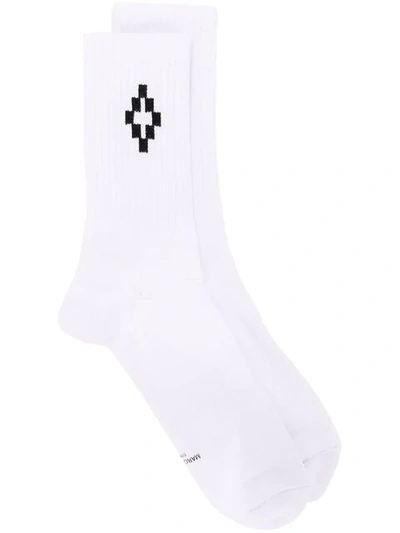 Marcelo Burlon County Of Milan Cross Logo Ankle High Socks In White