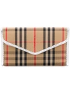 BURBERRY BURBERRY LONDON 1983 CHECK AND LEATHER ENVELOPE CARD CASE - NEUTRALS