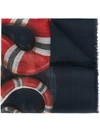 GUCCI GUCCI KINGSNAKE PRINT SCARF - BLUE