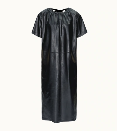 Tod's Dress In Leather In Black