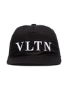 VALENTINO GARAVANI VALENTINO BLACK AND WHITE VLTN LOGO EMBROIDERED COTTON CAP