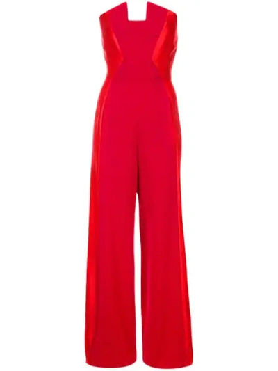 Black Halo Strapless Flared Jumpsuit - 红色 In Red