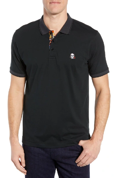 Robert Graham Easton Classic Fit Skull Applique Polo In Black