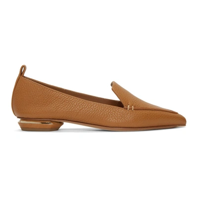 Nicholas Kirkwood Beya Point-toe Grained-leather Loafers In Orange
