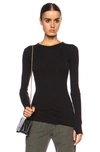 Enza Costa Tencel Cashmere Baby Rib Long Sleeve Crew Top In Black