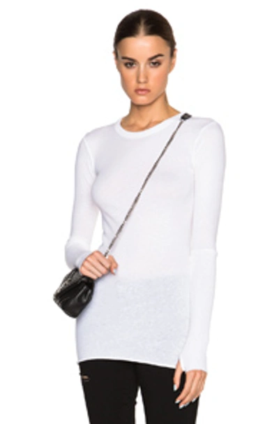 Enza Costa Cashmere Fitted Crew Neck Jumper In White