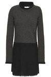 SEE BY CHLOÉ WOMAN LACE-PANELED FRENCH COTTON-TERRY MINI DRESS DARK grey,AU 14693524283088983
