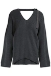 BRUNELLO CUCINELLI WOMAN BEAD-EMBELLISHED RIBBED CASHMERE jumper CHARCOAL,GB 1016843419883706