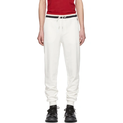 Moncler Tricolor Ribbed Cotton Jersey Sweatpants In White