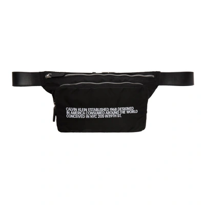 Calvin Klein 205w39nyc Leather-trimmed Logo-embroidered Nylon Belt Bag In Black