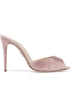 PAUL ANDREW PAUL ANDREW WOMAN ARISTATA SUEDE-PANELED CRYSTAL-EMBELLISHED SATIN MULES BLUSH,3074457345619742682