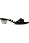 PAUL ANDREW PAUL ANDREW WOMAN ARCO CRYSTAL-EMBELLISHED SATIN-PANELED SUEDE MULES BLACK,3074457345619728629