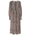 GANNI Leopard print georgette midi dress,P00362150