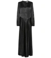 Ganni Polka-dot Hammered-satin Maxi Dress In Black