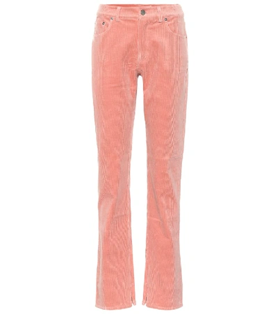 Ganni Stretch Corduroy Straight Trousers In Pink