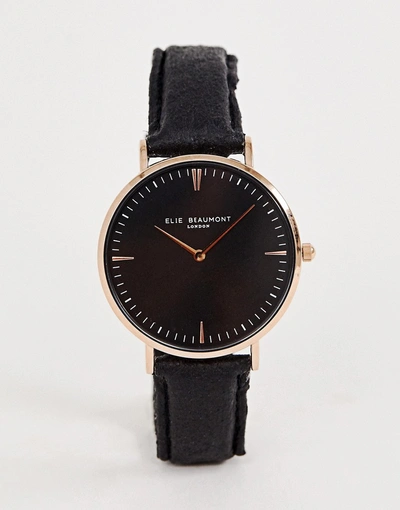 Elie Beaumont Black Strap Watch - Black