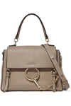 CHLOÉ FAYE DAY LARGE LEATHER AND SUEDE SHOULDER BAG