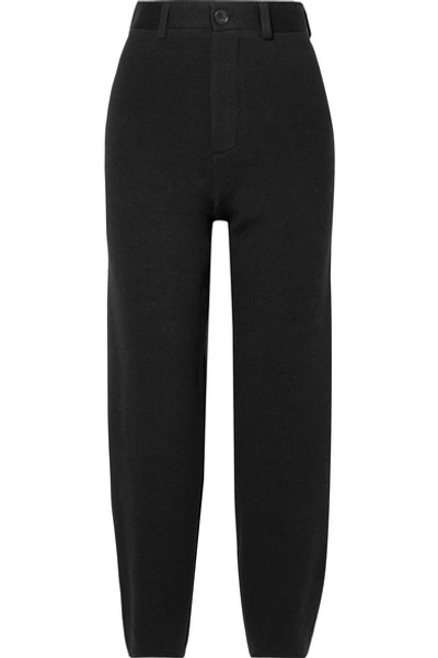 Balenciaga Wool-blend Ponte Straight-leg Trousers In Black