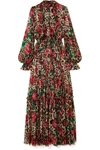 DOLCE & GABBANA PLEATED PRINTED SILK-CHIFFON GOWN