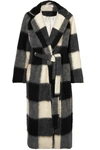 GANNI CHECKED BRUSHED-FELT COAT