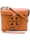 Tory Burch Miller Metal Logo Leather Flap Crossbody Bag In Brown