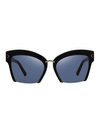 OSCAR DE LA RENTA 55MM Blunt Semi Rim Cat-Eye Sunglasses,0400098102136