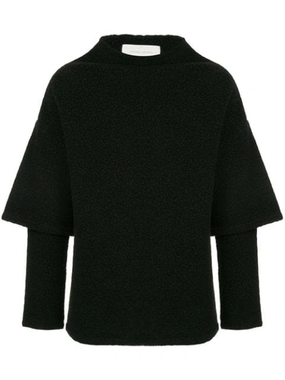 Strateas Carlucci Hybrid Oversized Short Sleeve Sweater In Black