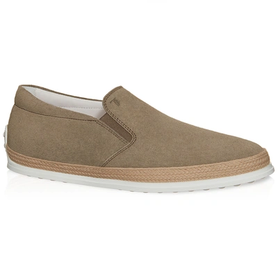 Tod's Slip-on Shoes In Suede In Beige