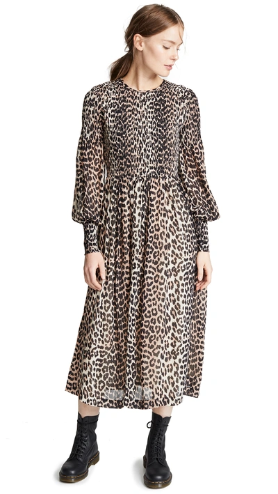 Ganni Leopard Print Maxi Dress - 黑色 In Brown