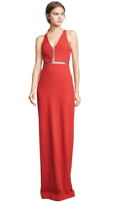 Alexander Wang Grommet Trim Racerback Column Gown In Red