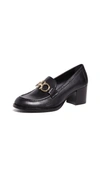 Ferragamo Rolo Loafer Pumps With Reversible Gancini Bit In Nero
