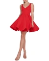 Ieena For Mac Duggal Sleeveless V-neck Fit-and-flare Dress W/ Dramatic Skirt In Red