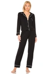 Eberjey Gisele Jersey Knit Pajamas In Black & Ivory