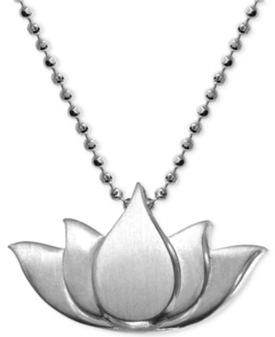 Alex Woo Little Faith Lotus Blossom Pendant Necklace In Sterling Silver