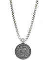 DEGS & SAL MEN'S ANCIENT-LOOK ITALIAN LIRE COIN 24" PENDANT NECKLACE IN STERLING SILVER