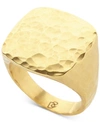 DEGS & SAL MEN'S HAMMERED FASHION RING IN 14K GOLD-PLATED STERLING SILVER