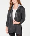 ALMOST FAMOUS JUNIORS' RUCHED-SLEEVE HOODIE BLAZER JACKET