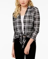 ALMOST FAMOUS JUNIORS' PLAID LAYERED-LOOK TOP