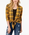 ALMOST FAMOUS JUNIORS' PLAID LAYERED-LOOK TOP