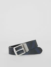 Burberry Men's Clark Vintage Check Reversible Coated Leather Belt In Blue