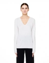 JAMES PERSE WHITE CASHMERE V-NECK SWEATER,WOM3741/TALC