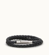 Tod's Braided Bracelet With Polished Metallic Clasp In Black