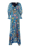 PETER PILOTTO FLORAL-PRINT BALLOON-SLEEVE SILK-SATIN GOWN,DR34PS19
